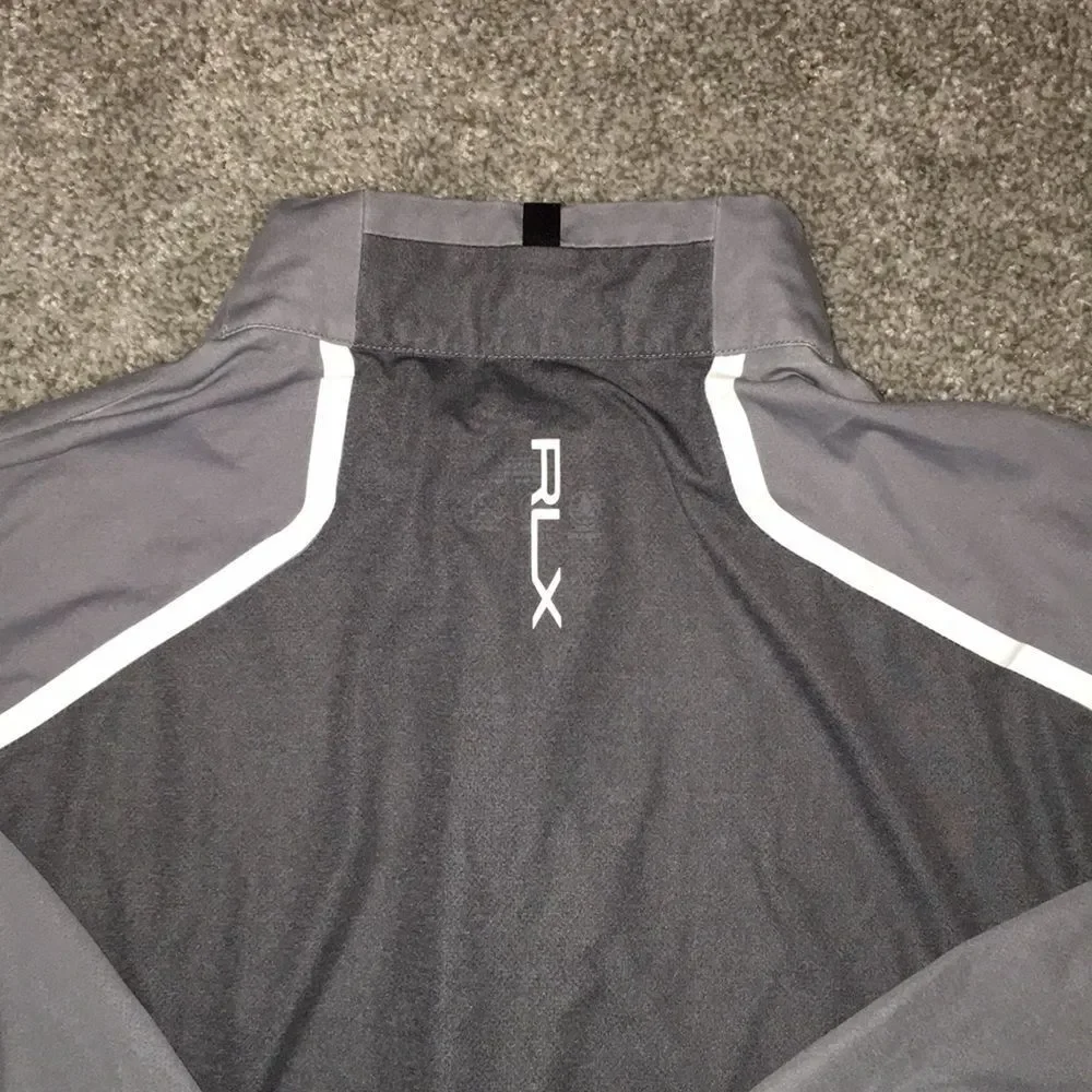 Worn out RLX Polo Ralph Lauren Pebble Beach 1919 Grey golf pullover wind shirt